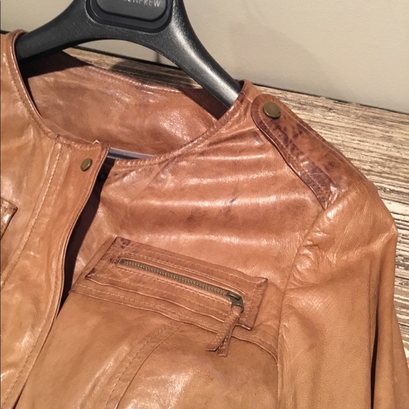 Vince Cognac Leather Jacket, Size Medium - Picture 3 of 4